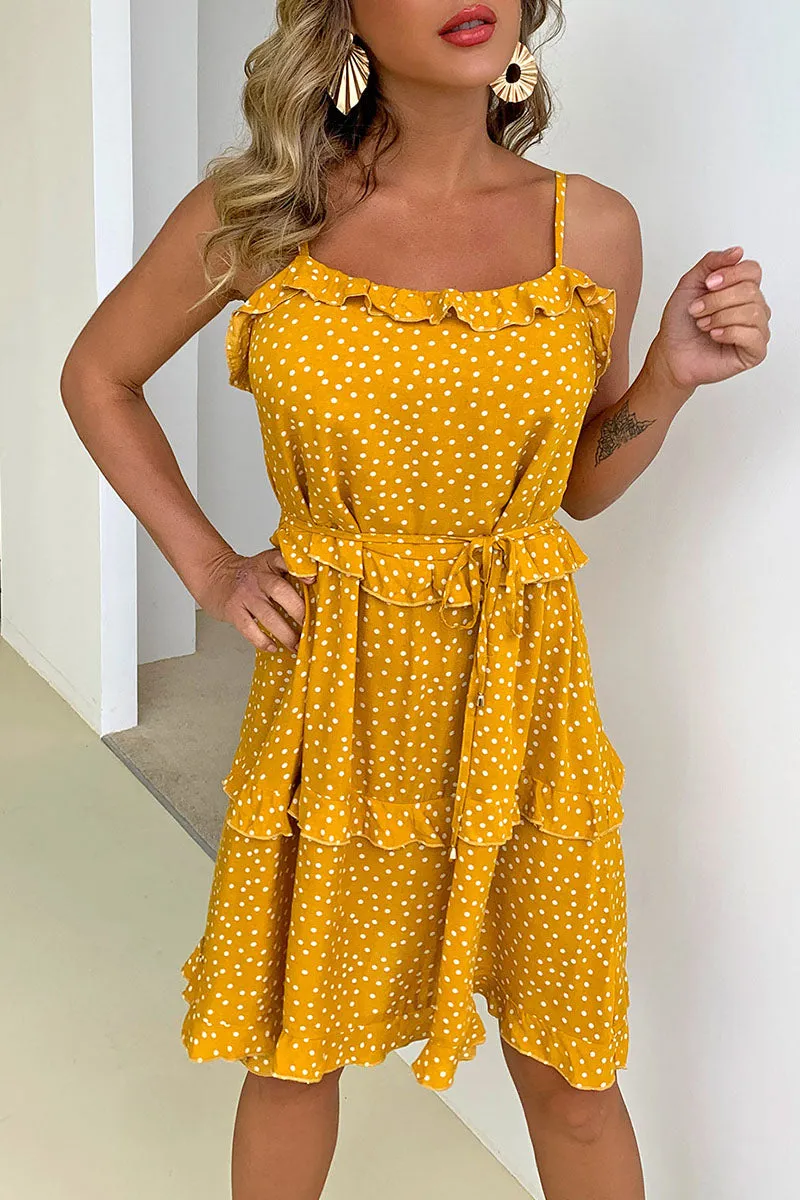 Street Polka Dot Spaghetti Strap A Line Dresses