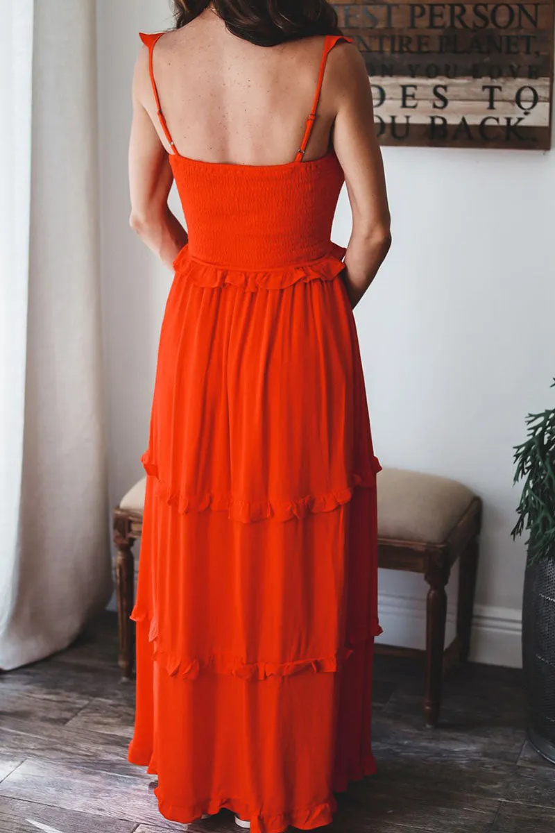 Street Solid Spaghetti Strap Princess Dresses