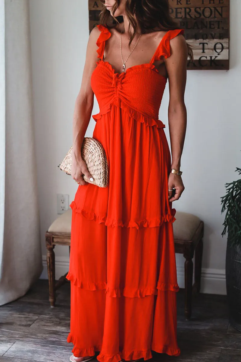 Street Solid Spaghetti Strap Princess Dresses