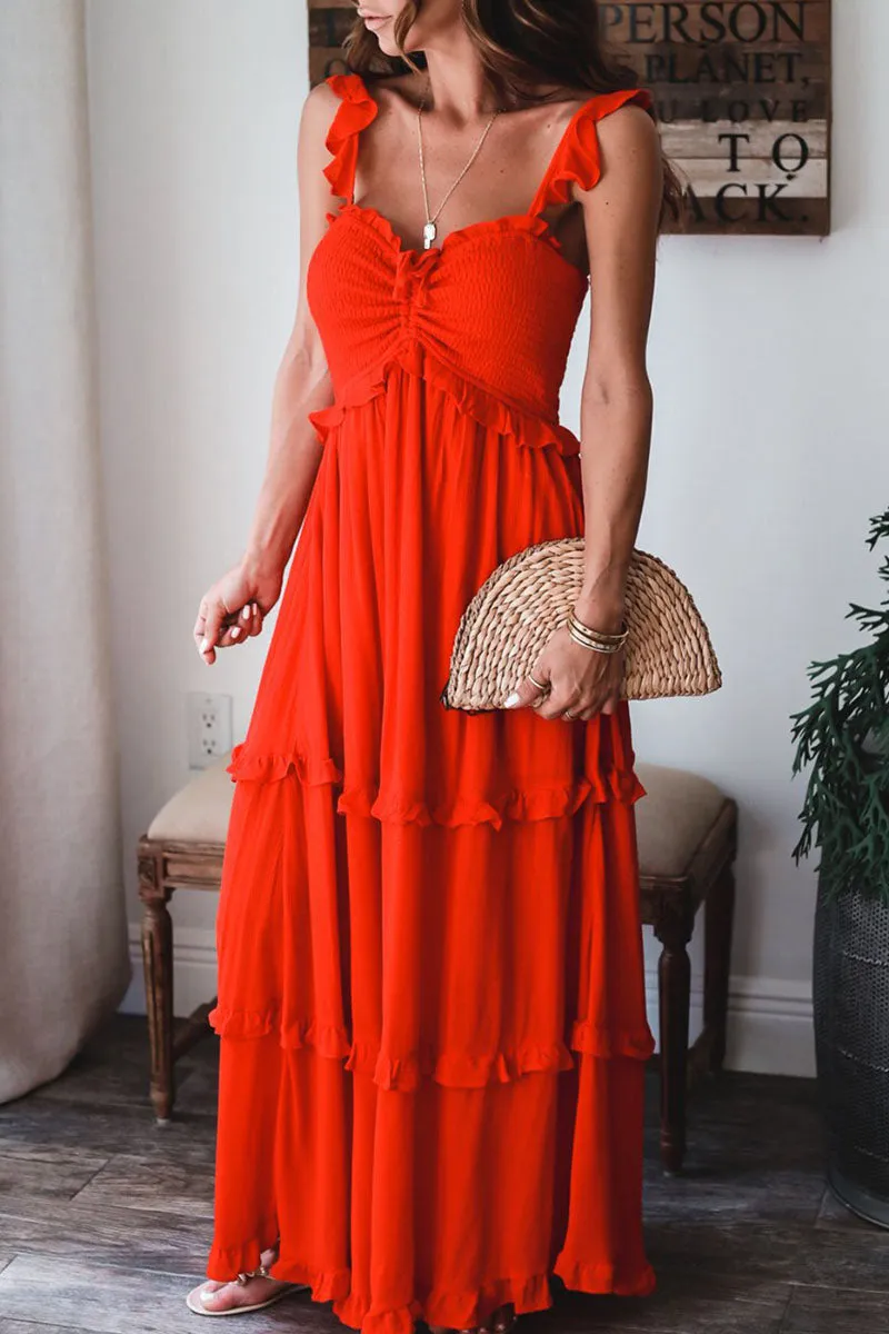 Street Solid Spaghetti Strap Princess Dresses