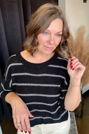 Striped Boat Neck Loose Sweater