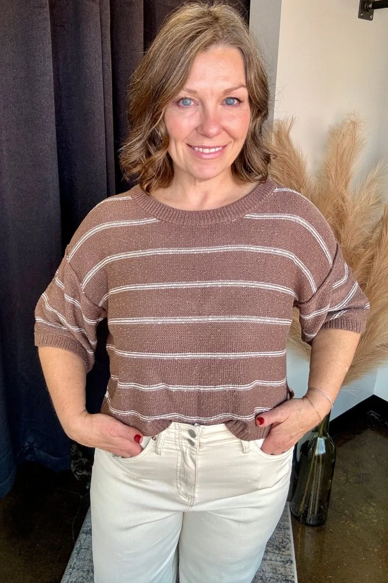 Striped Boat Neck Loose Sweater