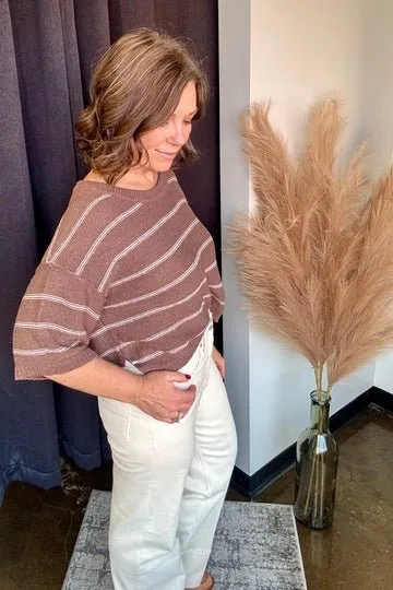Striped Boat Neck Loose Sweater