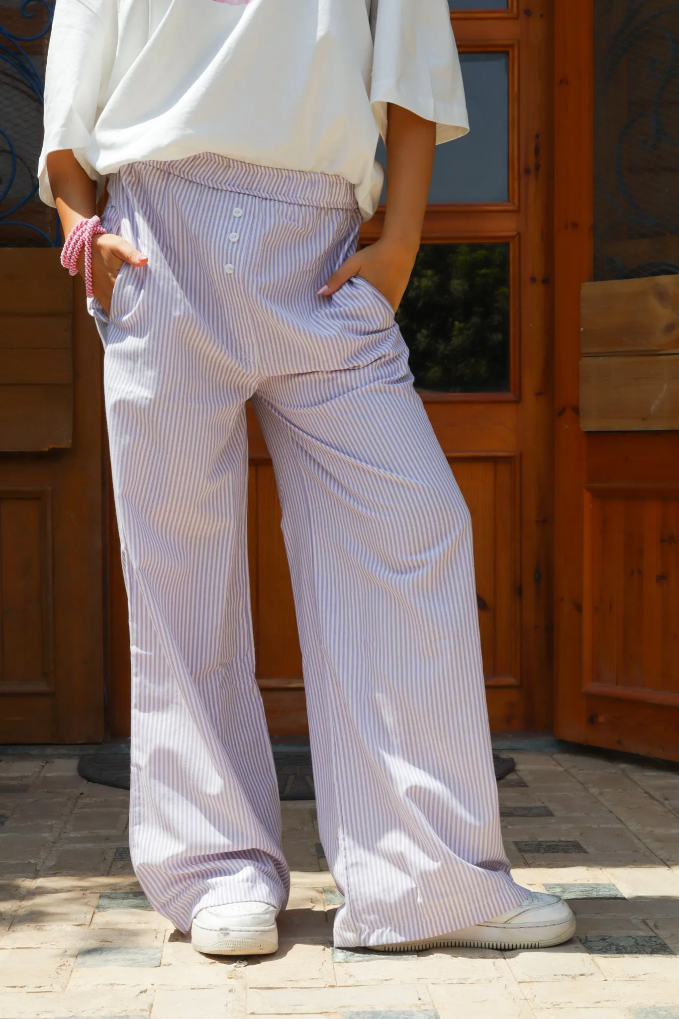 STRIPED BOXER PANTS IN PURPLE