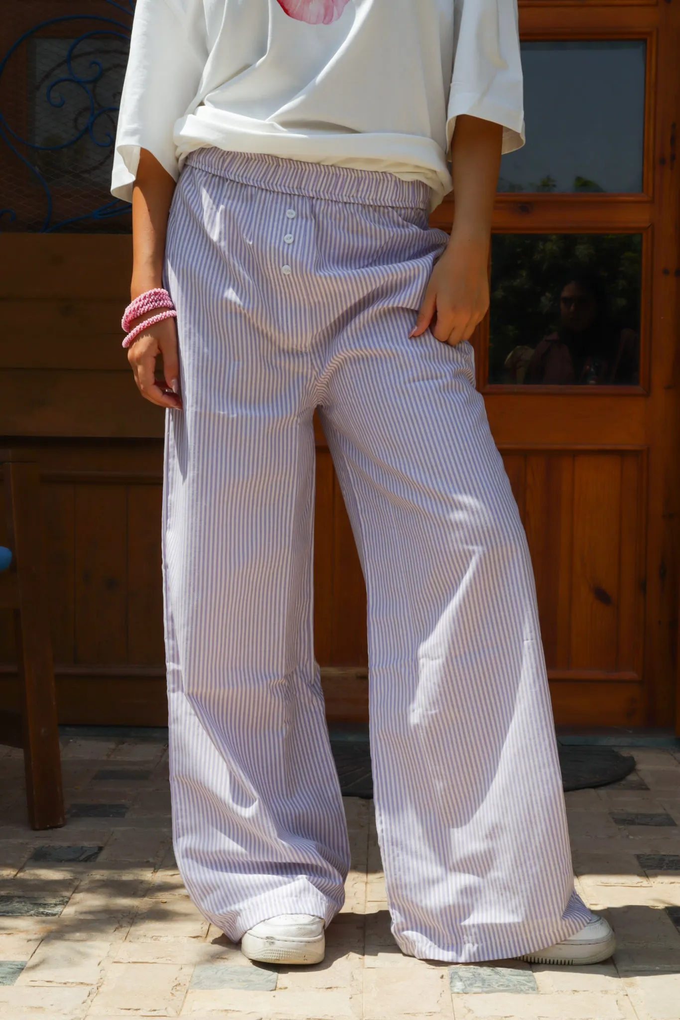 STRIPED BOXER PANTS IN PURPLE