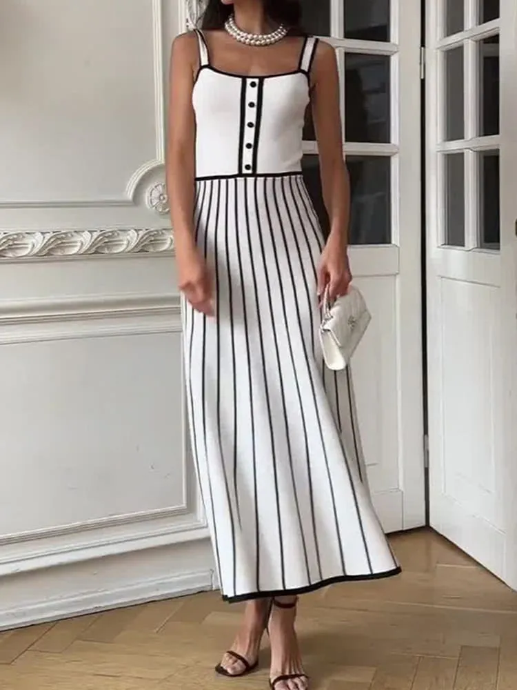 Striped Spaghetti Strap Dress