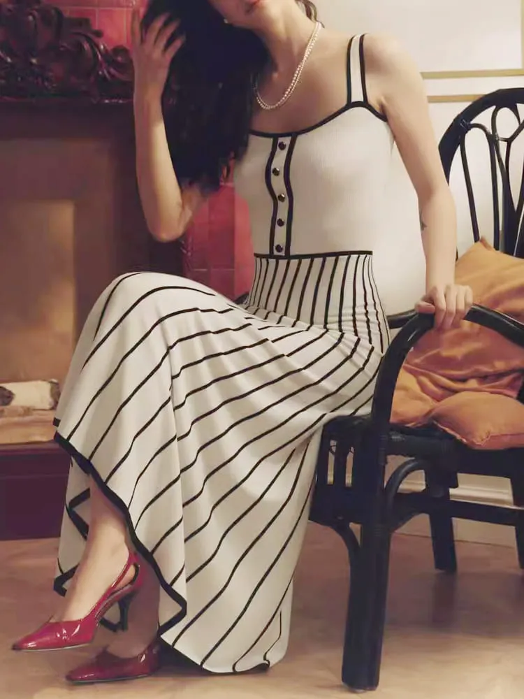 Striped Spaghetti Strap Dress