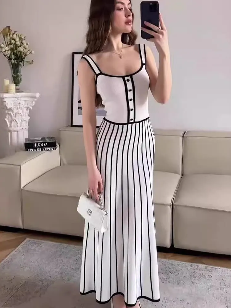Striped Spaghetti Strap Dress