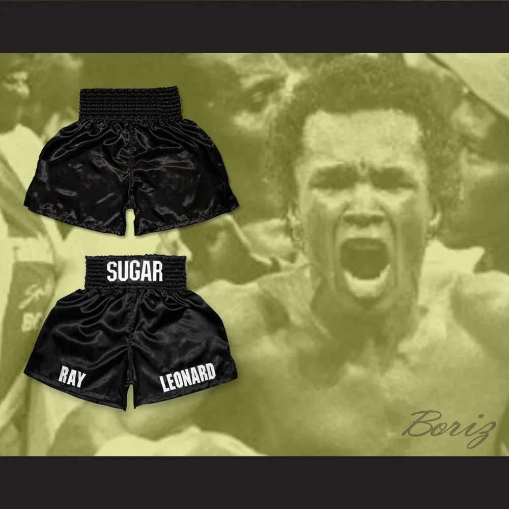 Sugar Ray Leonard Black Boxing Shorts