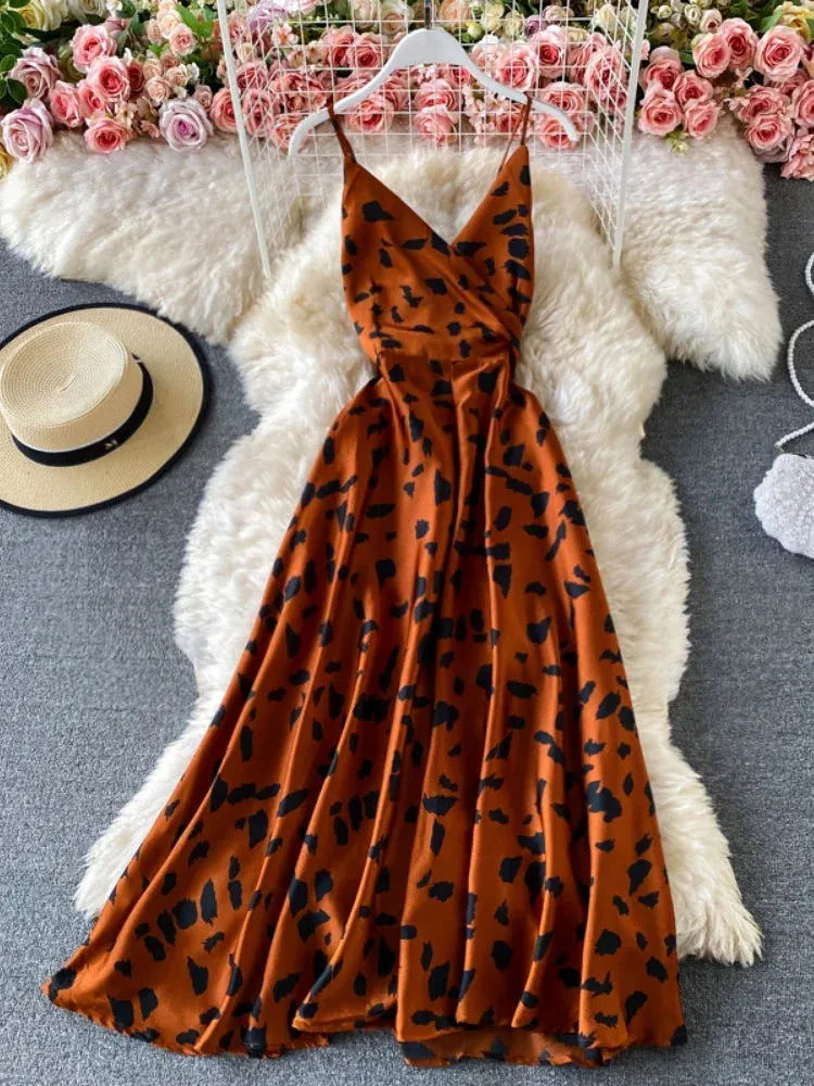 Summer V-Neck Spaghetti Strap Maxi Dress for Women