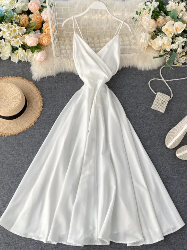 Summer V-Neck Spaghetti Strap Maxi Dress for Women