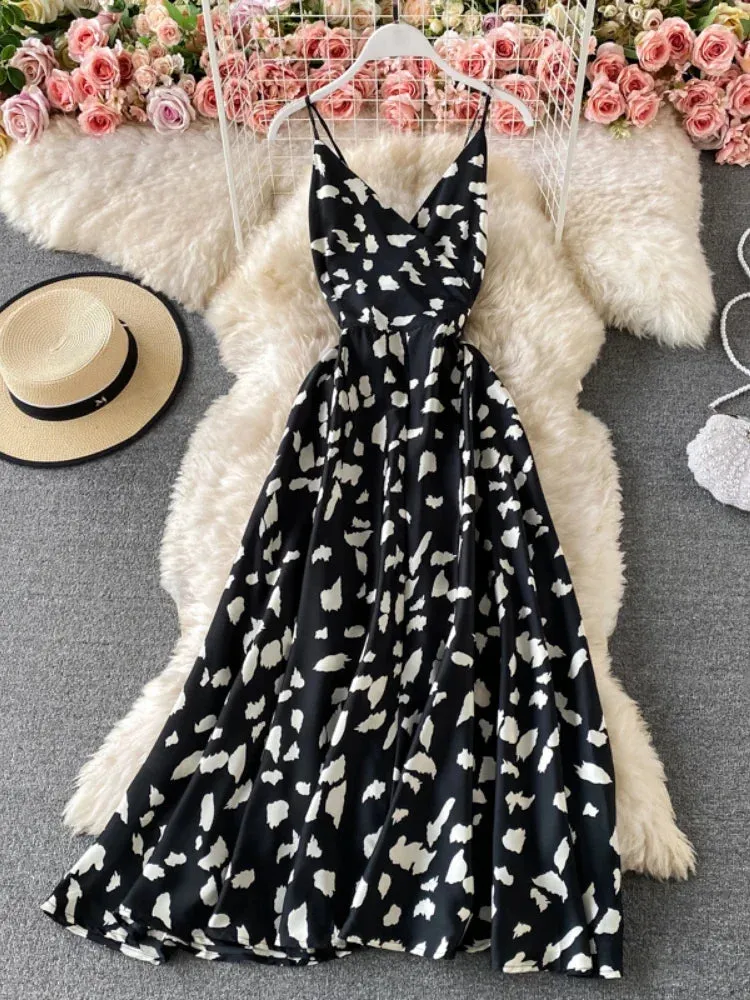 Summer V-Neck Spaghetti Strap Maxi Dress for Women