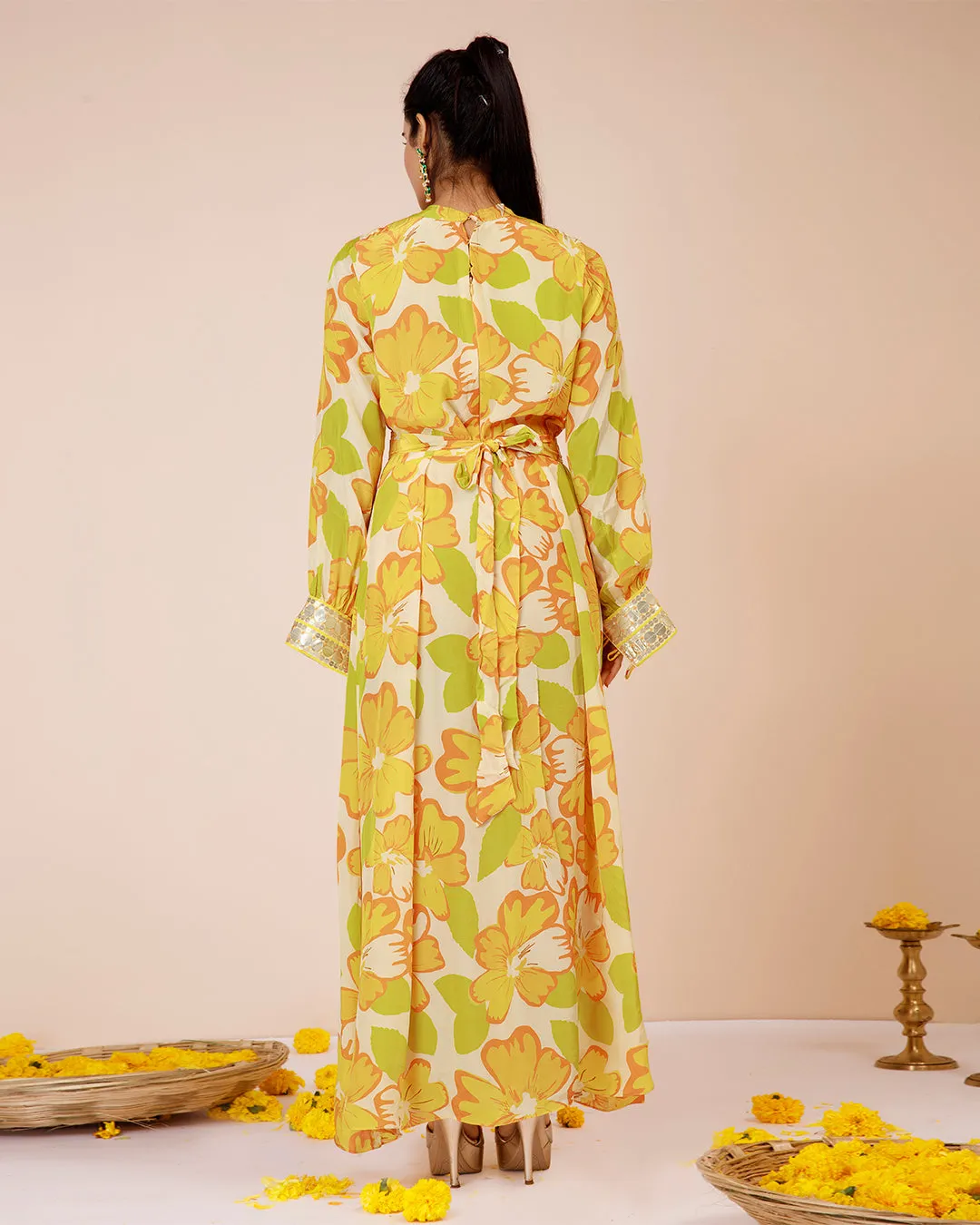 Sunflower tieup dress
