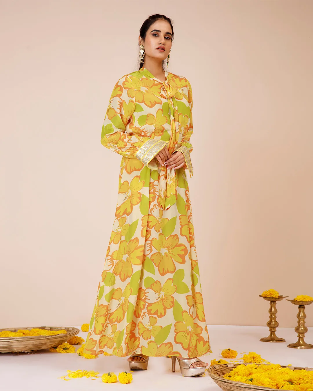 Sunflower tieup dress