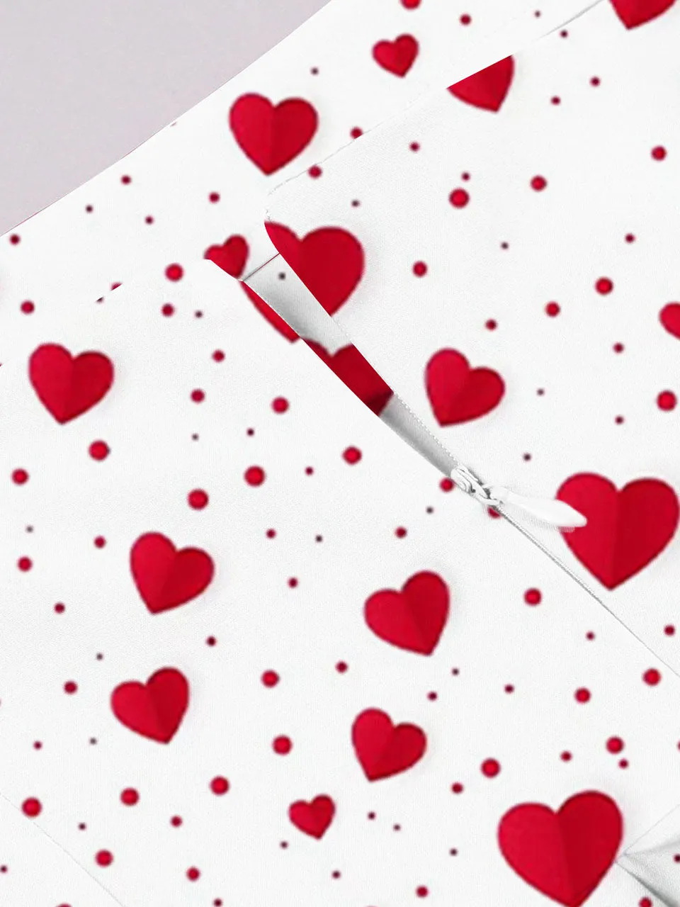 Sweet Love Heart Print  Spaghetti Strap 1950s Vintage Swing Dress