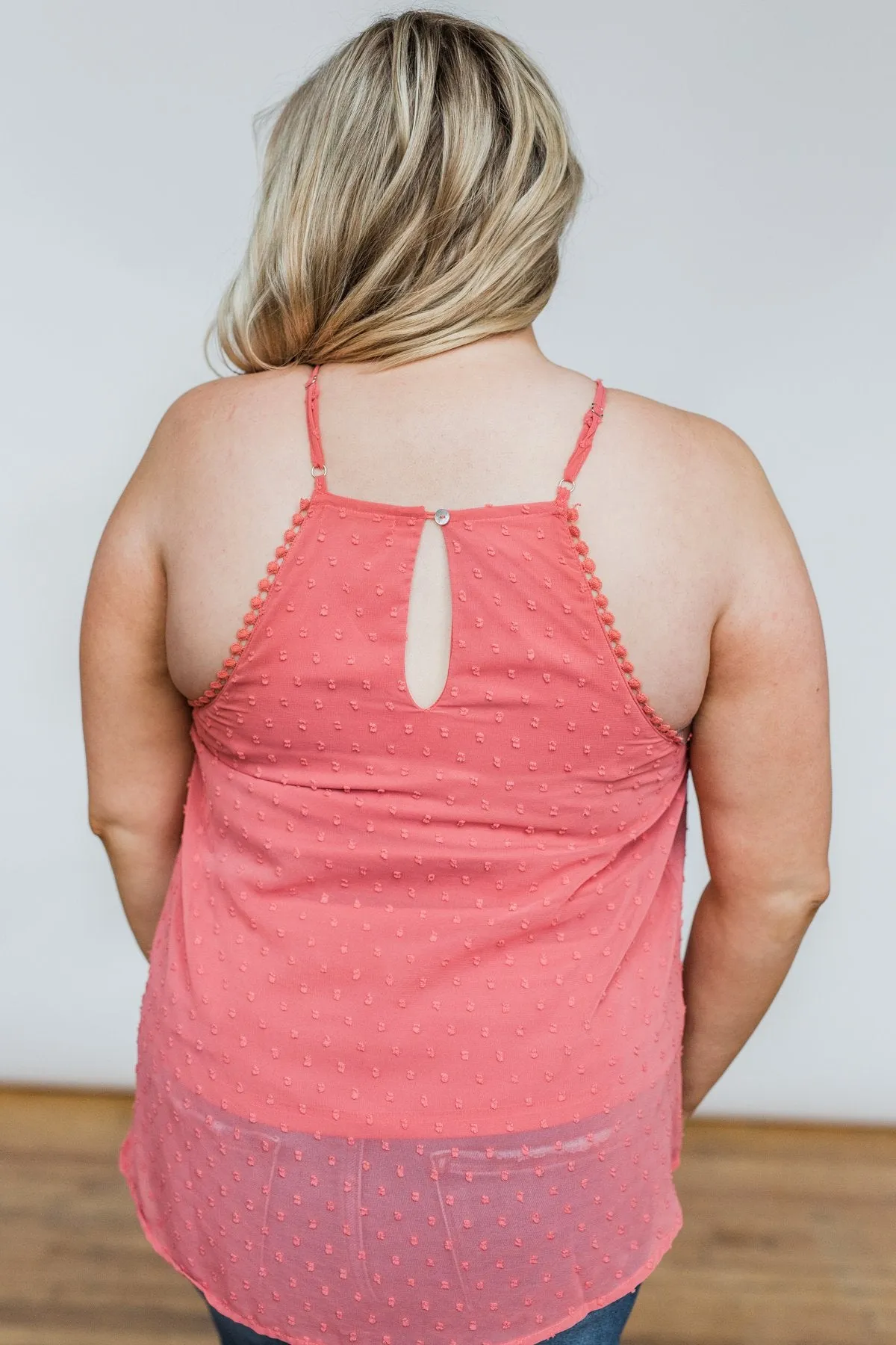 Sweet Smiles Lace Tank Top- Dusty Coral