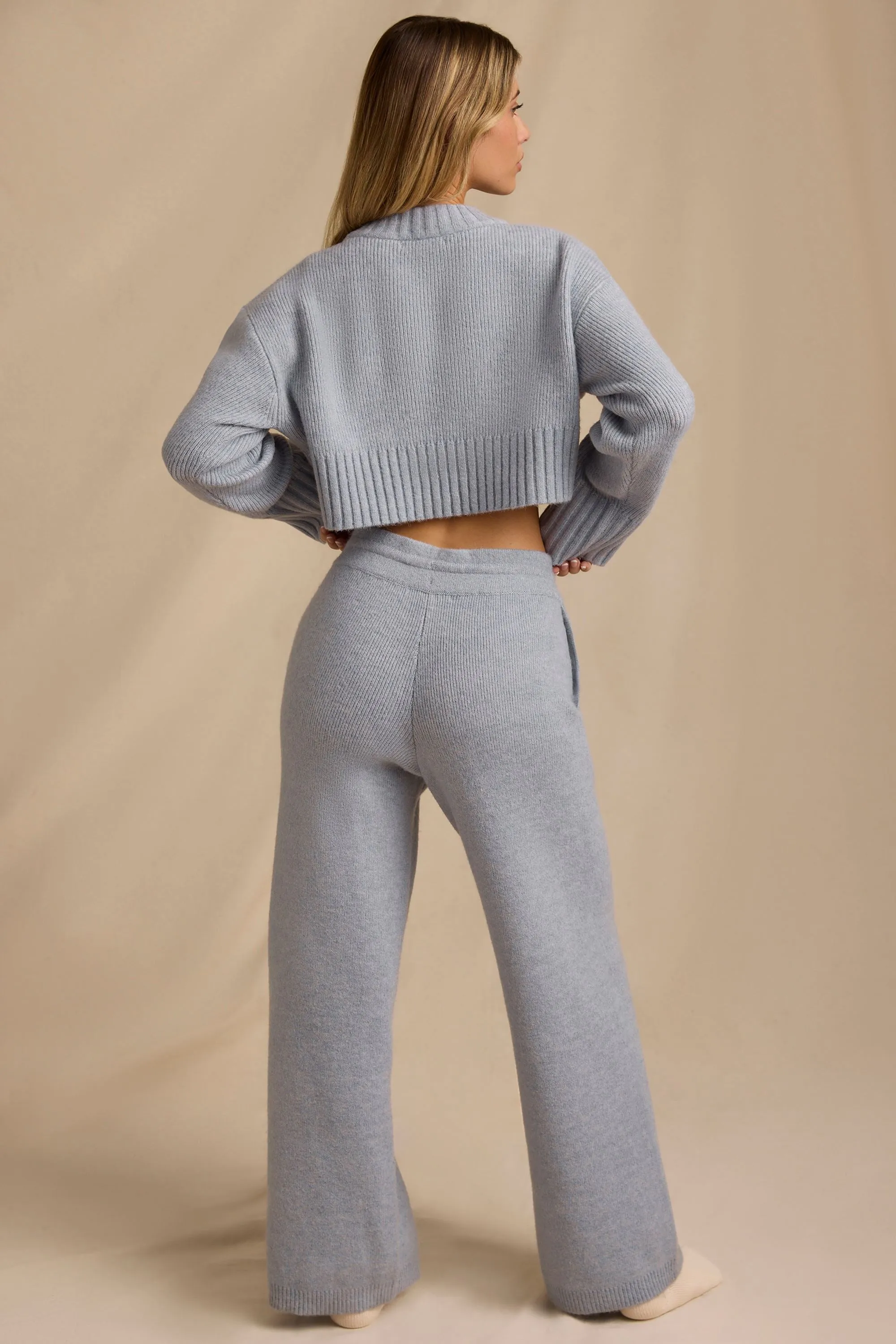 Tall Mid-Rise Wide-Leg Joggers in Soft Blue