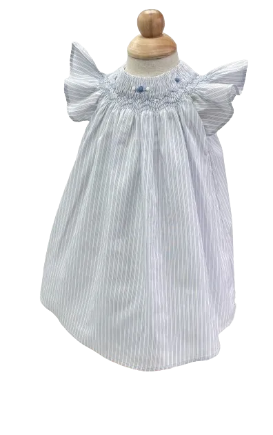 Tartine et Chocolat Blue Lavande Striped Embroidered Smocked Dress  0-1 Month (Newborn))