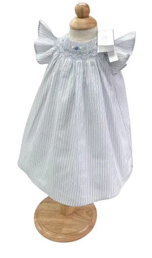 Tartine et Chocolat Blue Lavande Striped Embroidered Smocked Dress  0-1 Month (Newborn))