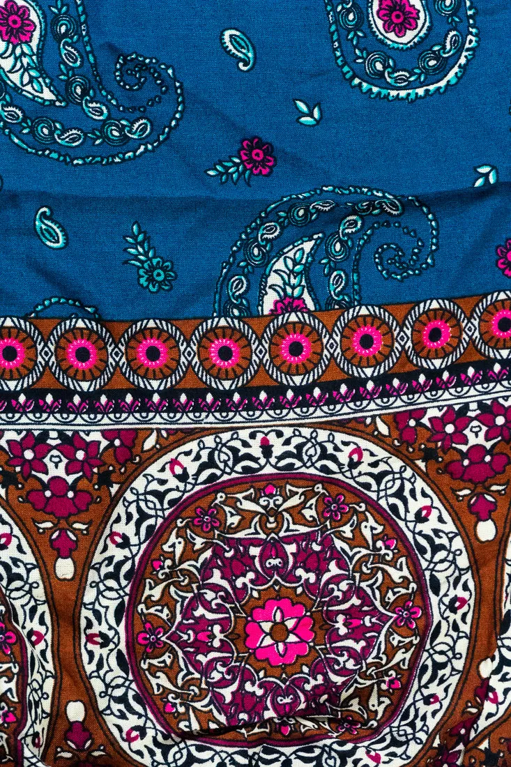 Teal Paisley Buta Harem Pants