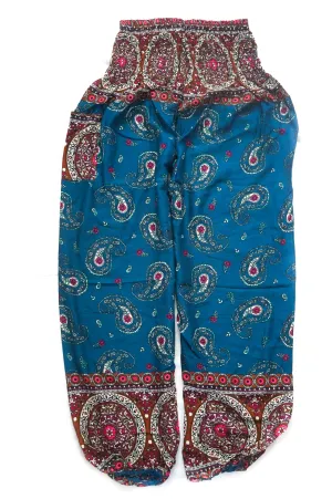 Teal Paisley Buta Harem Pants