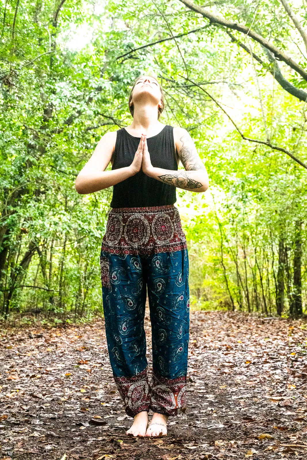 Teal Paisley Buta Harem Pants