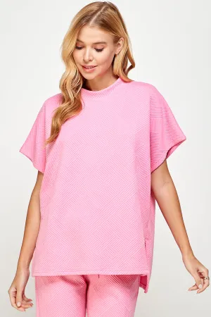 Textured Drop Shoulder Loose Fit Sweatshirts Top