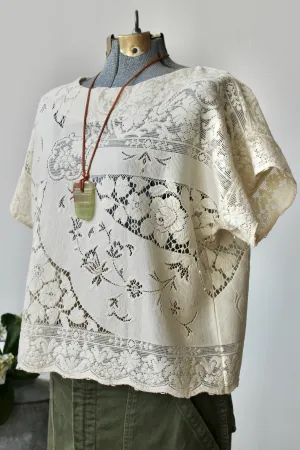 The Highlands Foundry Cream Heirloom Crochet Top THF67