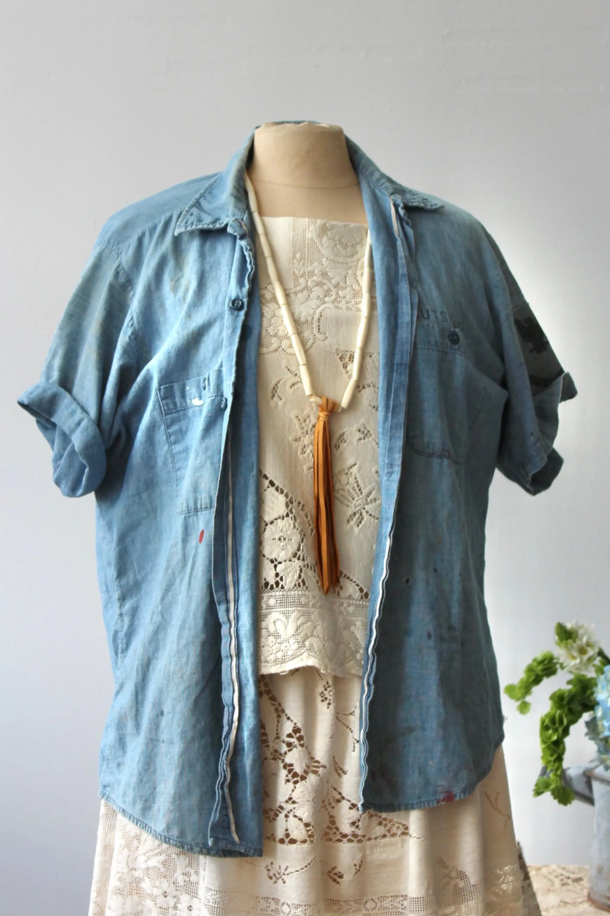 The Highlands Foundry Cream Heirloom Crochet Top THF67