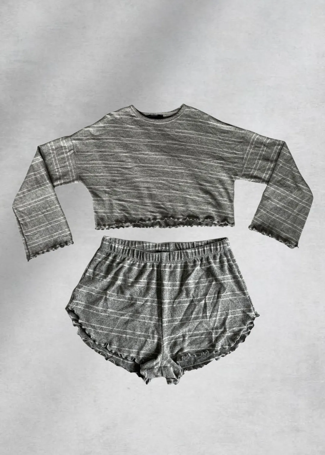 Thea Striped Lounge Shorts - Grey