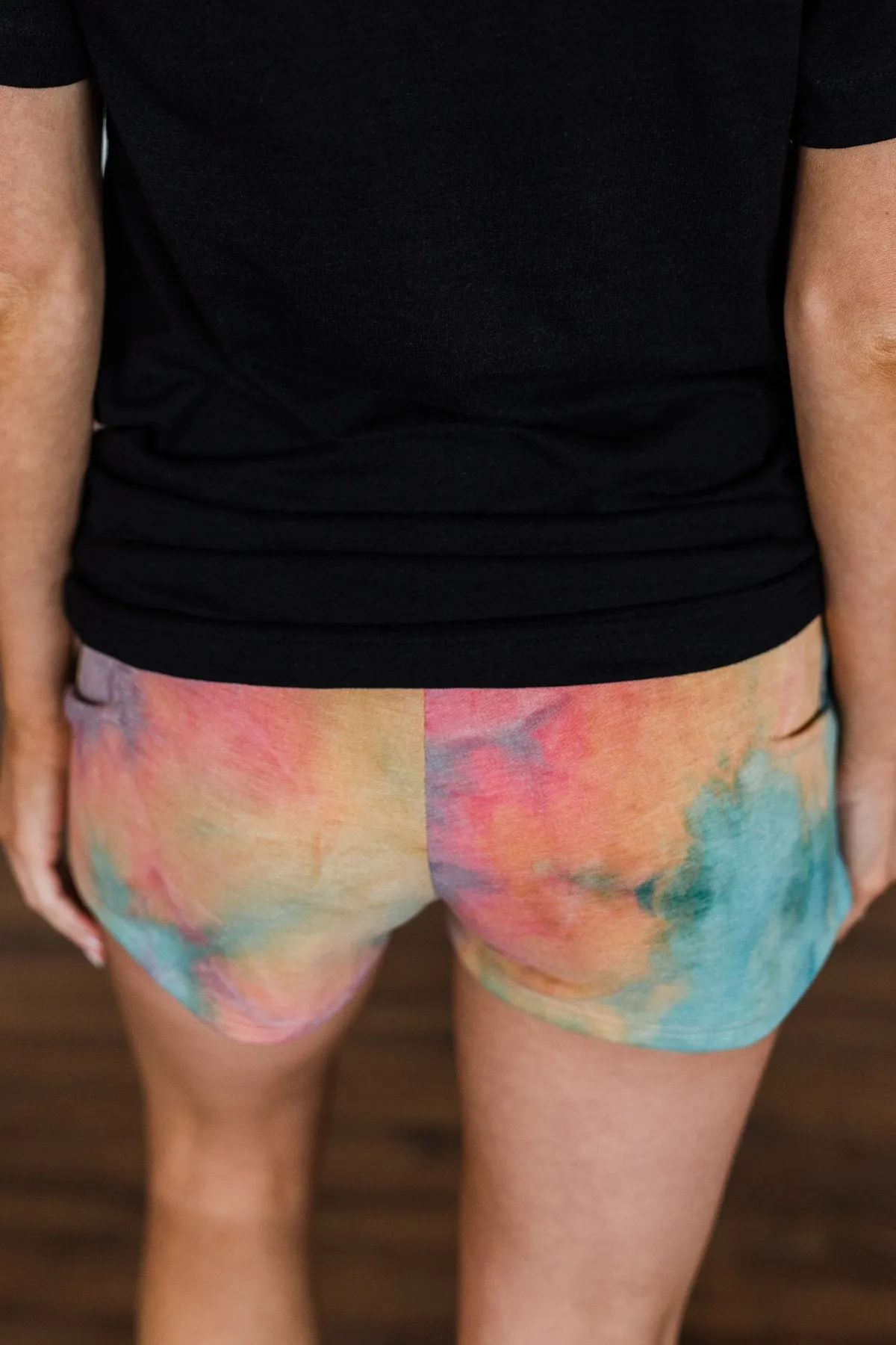 Tie Dye Drawstring Shorts- Mustard, Coral, Seafoam