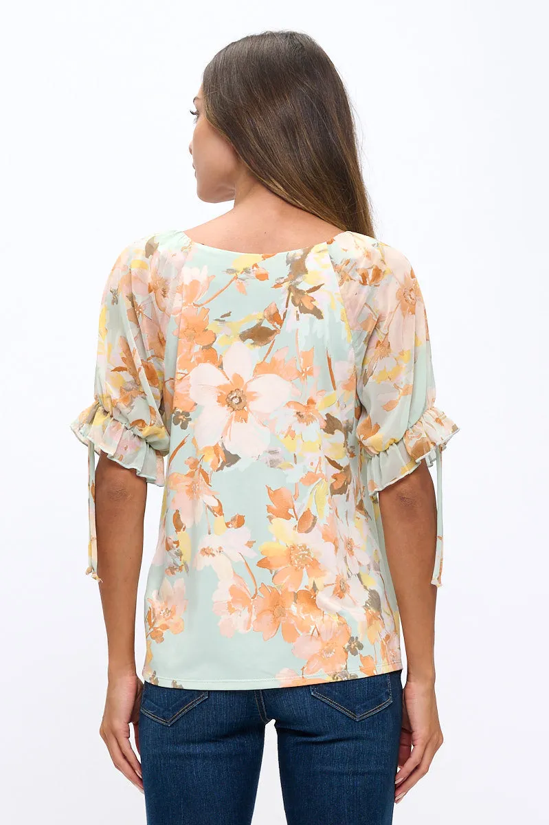 TIE RUFFLE DETAIL PEASANT