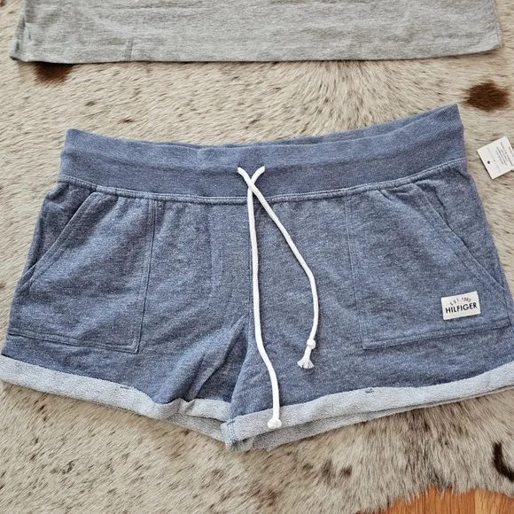TOMMY HILFIGER Women's 2-Piece Pajama Set T-Shirt &amp; Terry Shorts Size XL NEW