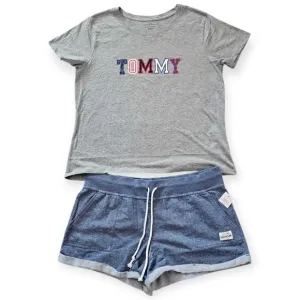 TOMMY HILFIGER Women's 2-Piece Pajama Set T-Shirt &amp; Terry Shorts Size XL NEW