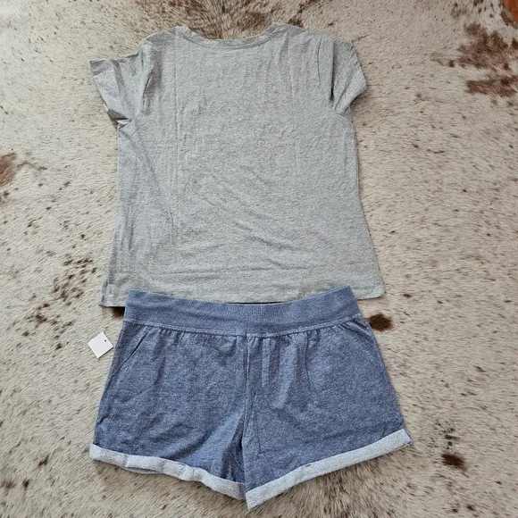 TOMMY HILFIGER Women's 2-Piece Pajama Set T-Shirt &amp; Terry Shorts Size XL NEW