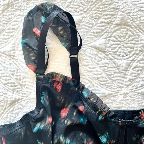 Torrid Sweet Ikat Black Floral Mesh Ruffle Underwire Bralette Size 3X NWT