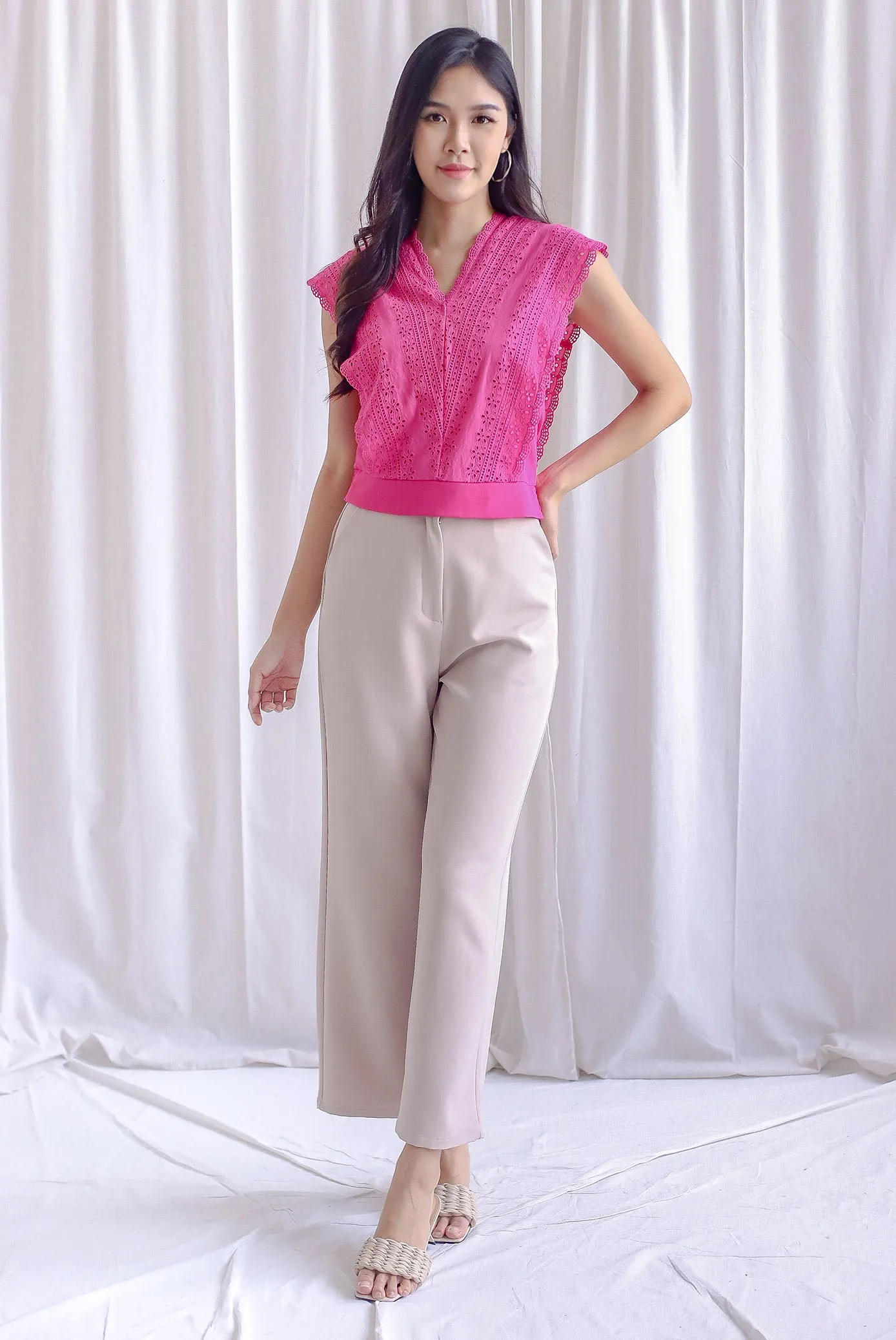 Treasure Crochet Top In Hot Pink