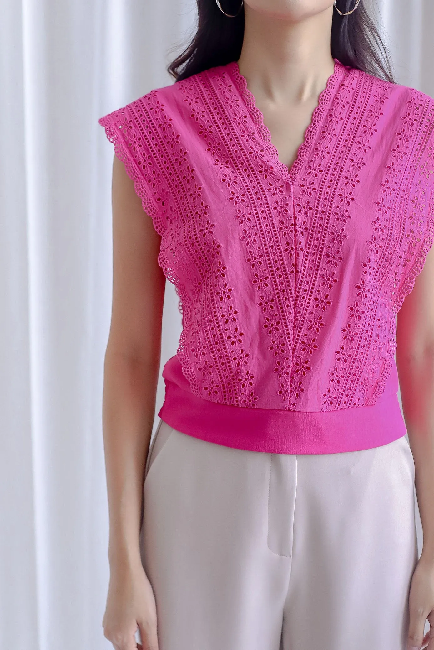 Treasure Crochet Top In Hot Pink