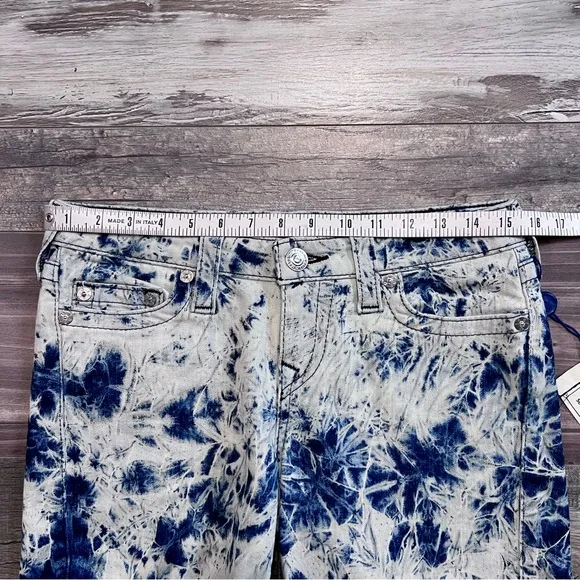 True Religion NWT Womens Mid Cutoff Denim Jean Shorts Size 28 Tie Dye Acid Wash