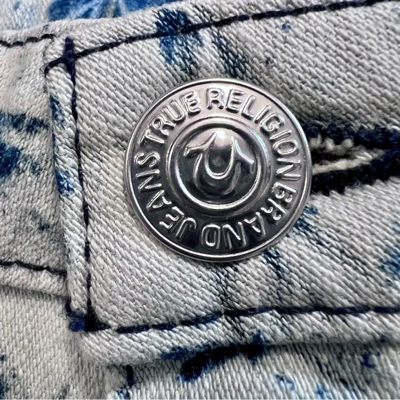 True Religion NWT Womens Mid Cutoff Denim Jean Shorts Size 28 Tie Dye Acid Wash