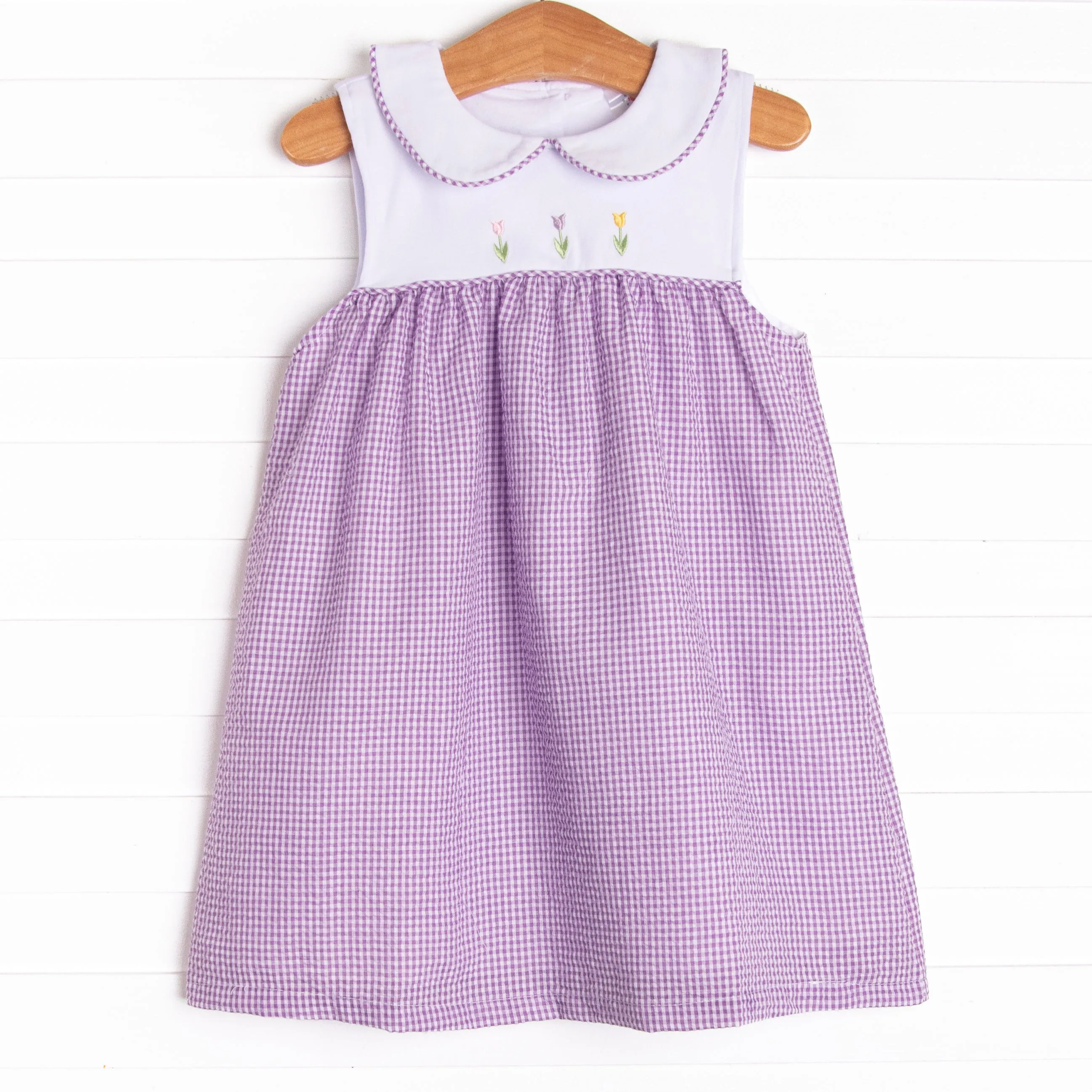 Tulip Tiers Embroidered Dress, Purple