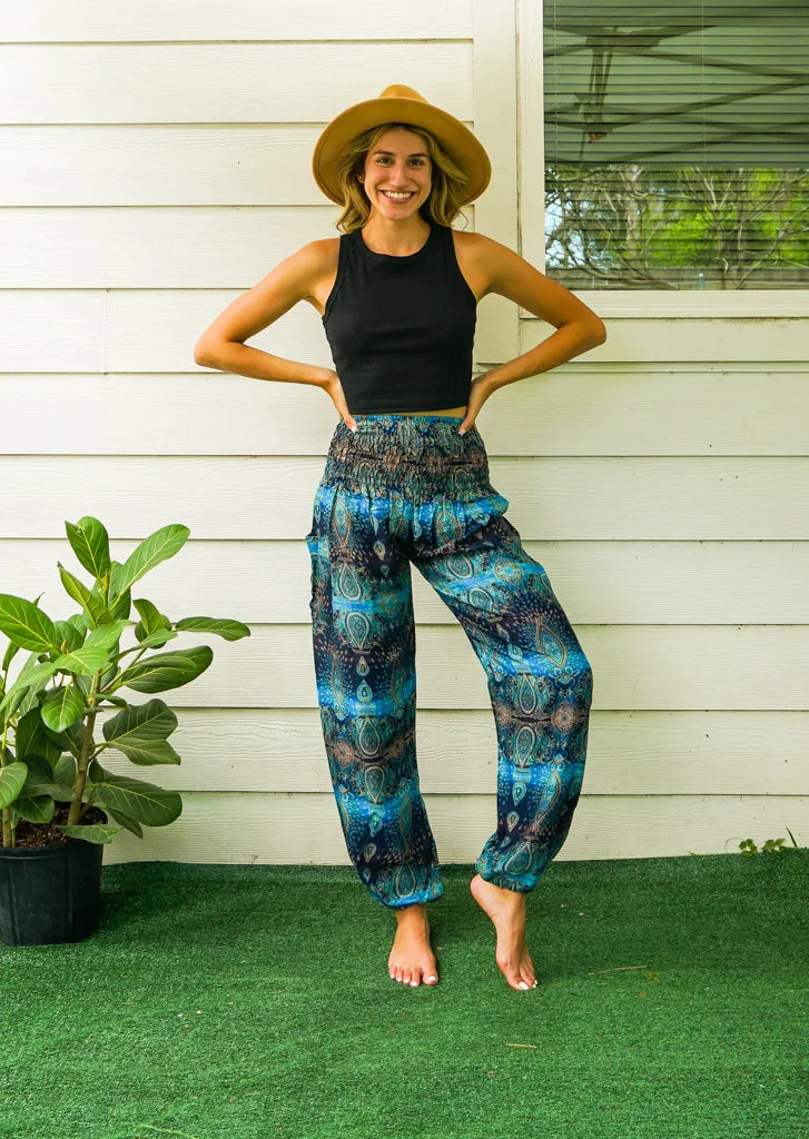 Turquoise Paisley Harem Pants