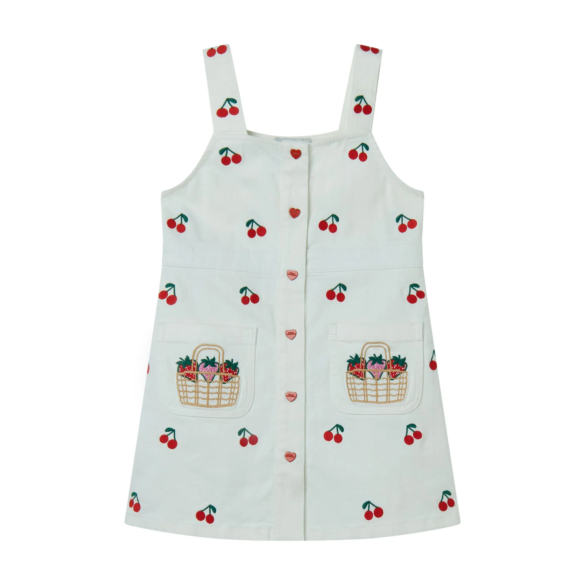 Twill Cherry Embroidered Dress