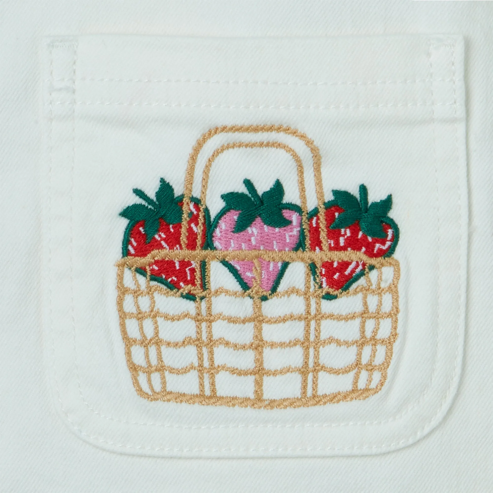 Twill Cherry Embroidered Dress