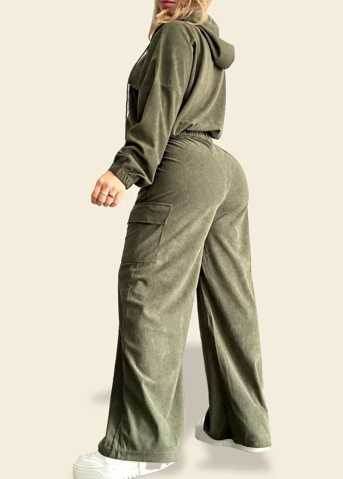 Two piece Casual Loungewear Set Jacket with Hoodie and Pants