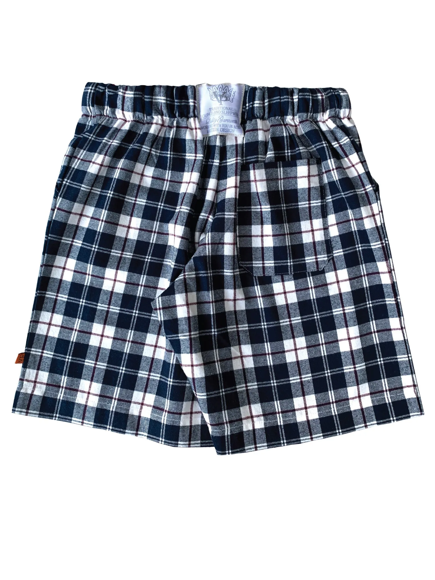 Unisex 'Kelby' Navy Check Pyjama Lounge shorts.