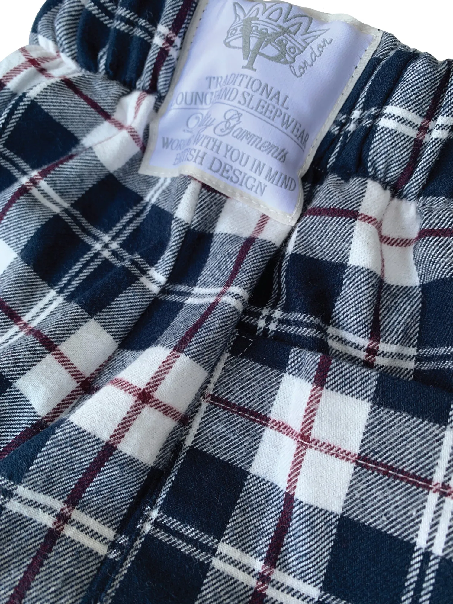 Unisex 'Kelby' Navy Check Pyjama Lounge shorts.