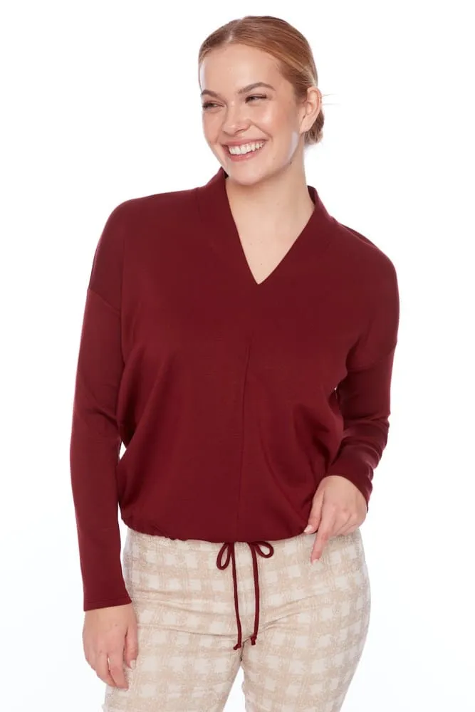 UP - Butter V-Neck Draw String Top