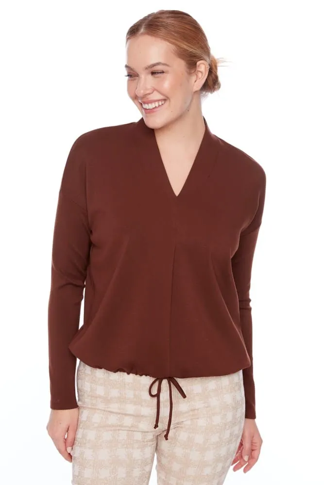 UP - Butter V-Neck Draw String Top