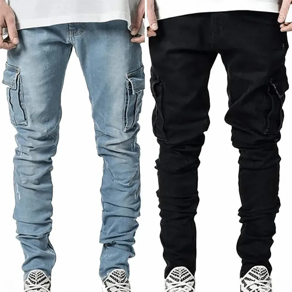 UrbanVibe | Street Elastic Jeans Herren Cargo-Denimhose | Flexibel und Robustes Design